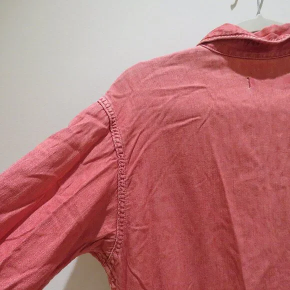 45RPM STUDIO 45R Vintage Washed Red Denim Maxi Dress Minimalist Made in Japan - Picture 14 of 15